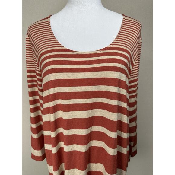 Nurture Ladies Top Size XL Long Sleeve Scoop Neck Rust Tan Soft Lagenlook Fall - Picture 2 of 13